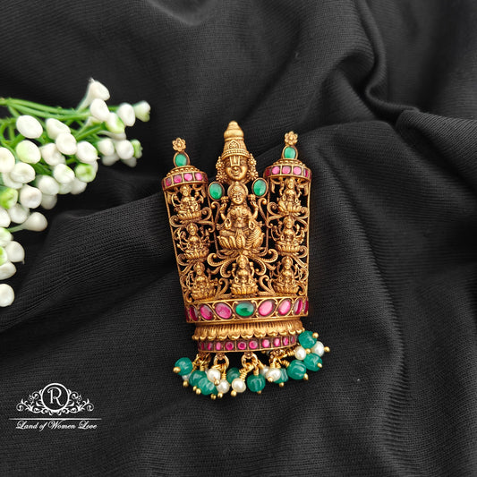 92.5 Silver lakshmidevi and venkateswara swami design  pendent with beads hangings-RCR105
