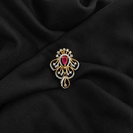 92.5 Silver diamond finishing pendent with ruby stone -RCR111