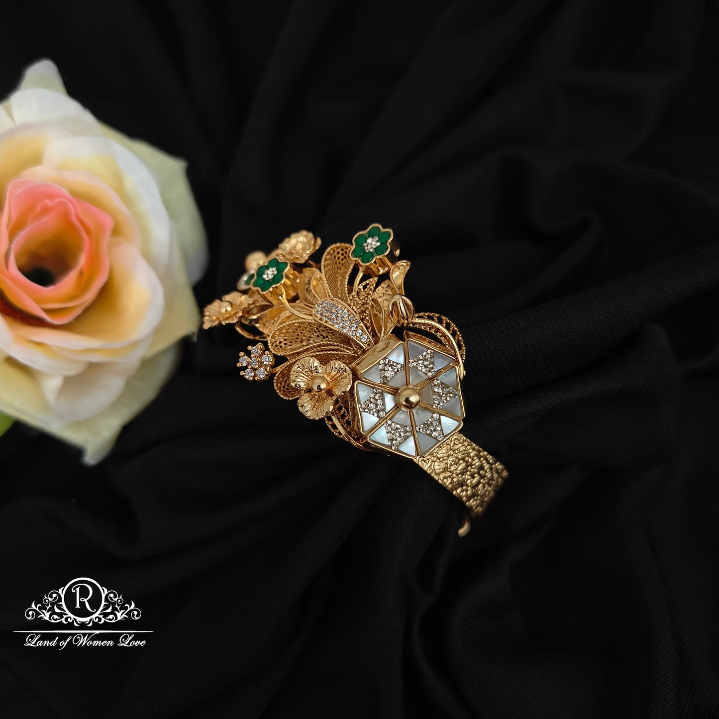 92.5 Silver Plain Flower Desgin Kada-RCMB037