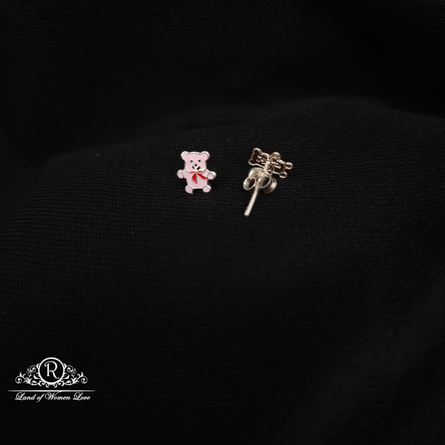 92.5 Silver Cat Kids Earrings-RCHS60