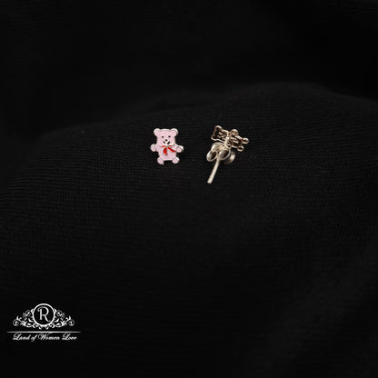 92.5 Silver Cat Kids Earrings-RCHS60