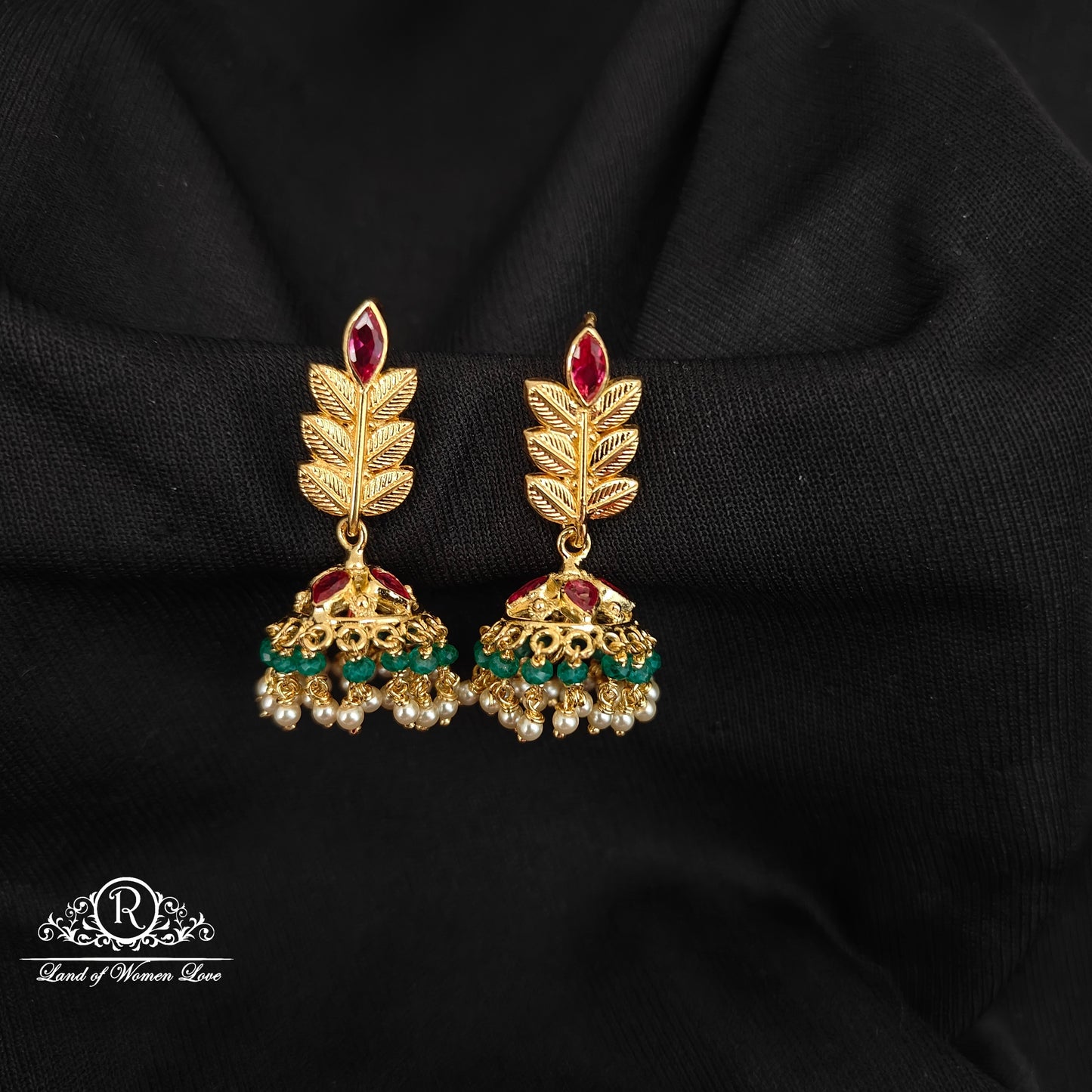 92.5 SILVER MANGO DESGIN HOOK MODEL  CHANGEABLE JUMKAS DESGIN EARRINGS-RCBH040