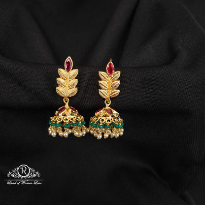 92.5 SILVER MANGO DESGIN HOOK MODEL  CHANGEABLE JUMKAS DESGIN EARRINGS-RCBH040