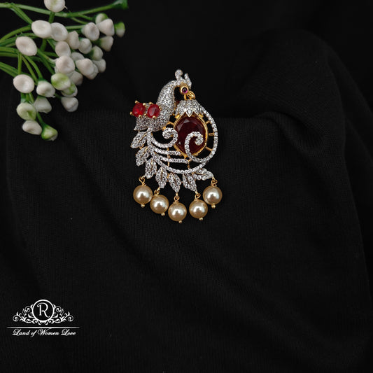 92.5 SILVER DIAMOND FINISHING  PEACOCK DESGIN PENDANT-RCM1402