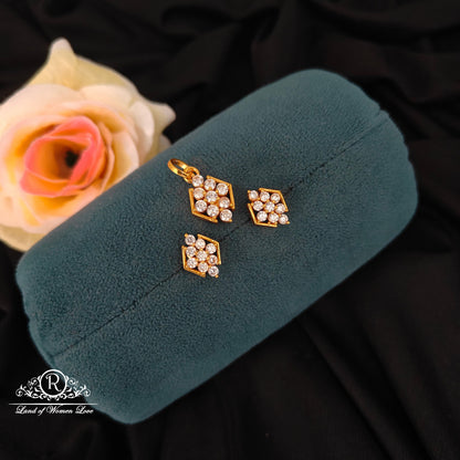 92.5 Silver White locket with earrings set-RCJR1100RCJR1101