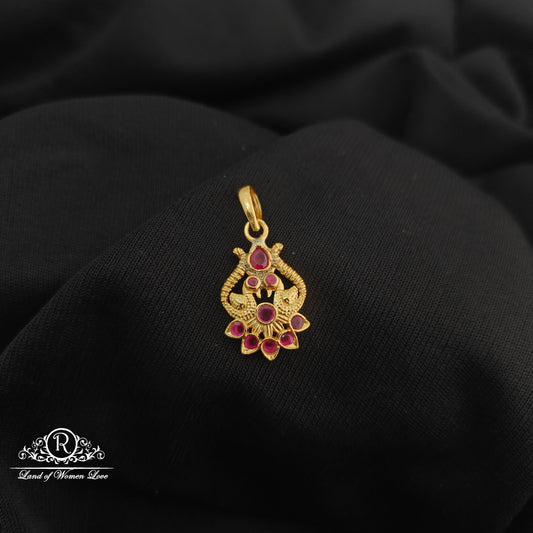 92.5 Silver swan and flower design with gold polish locket-RCR267