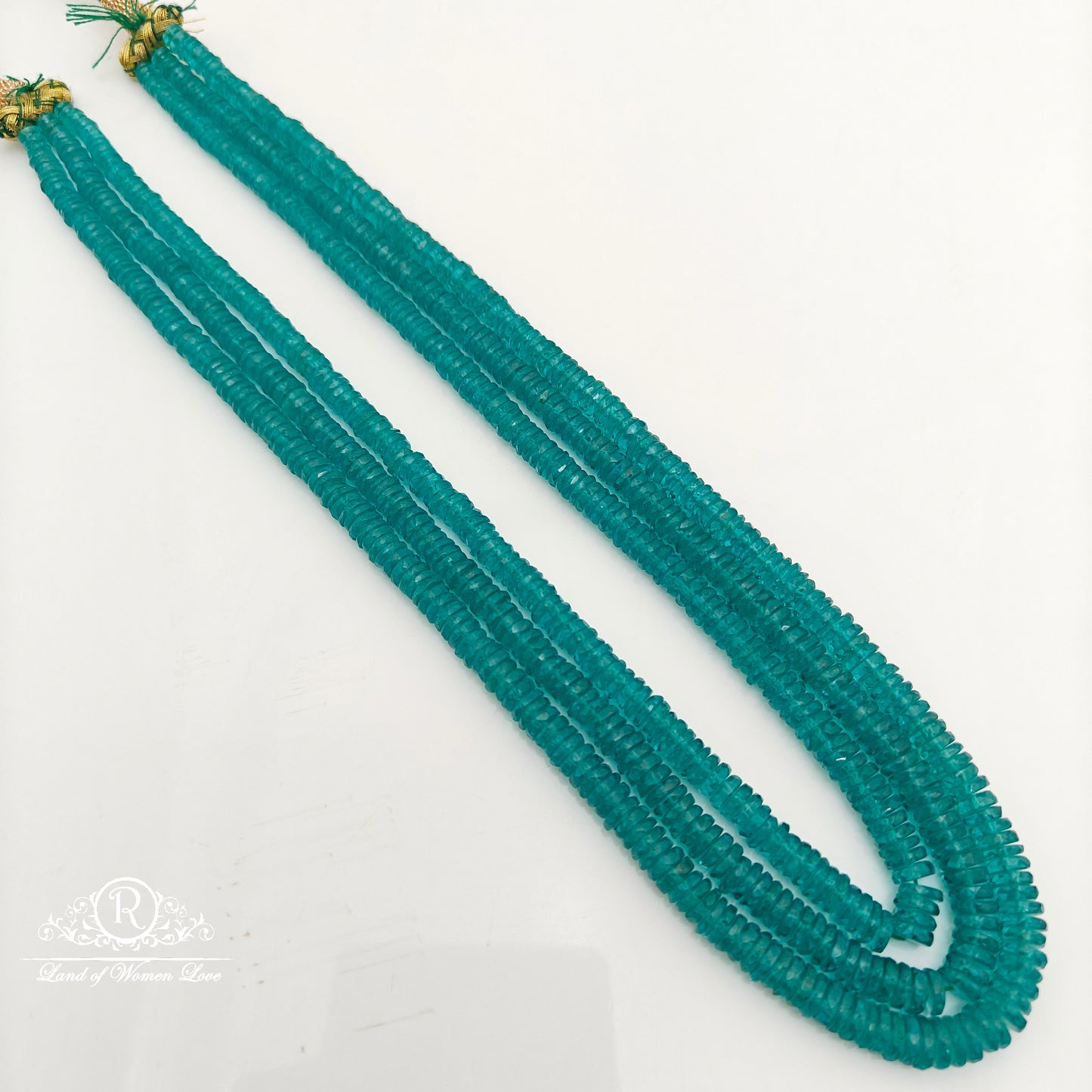Aqua green colour cutting beads mala -RCJM253
