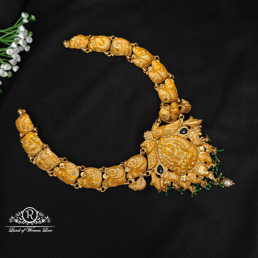 92.5 silver simple and Cute nakshi necklace with Lakshmi Devi Design -RCJR1008