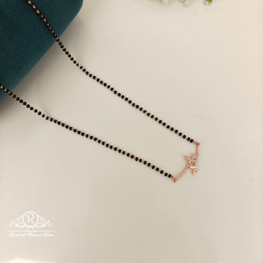92.5 SILVER ROSE GOLD POLISH BLACK BEADS CHAIN-RCRB40