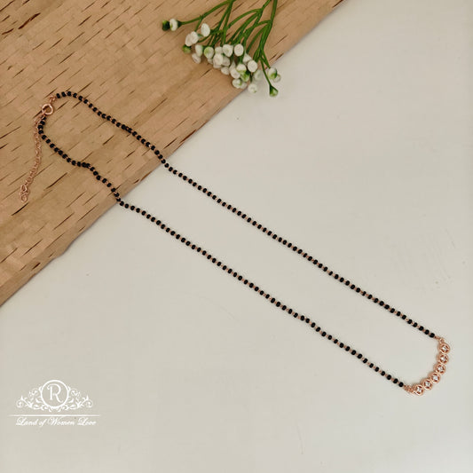 92.5 SILVER ROSE GOLD POLISH BLACK BEADS CHAIN-RCRB36