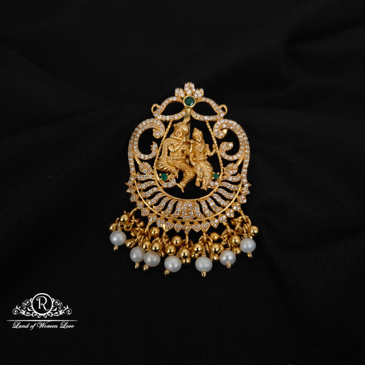 92.5 silver radha krishna pendent with beads hangings-RCCP359