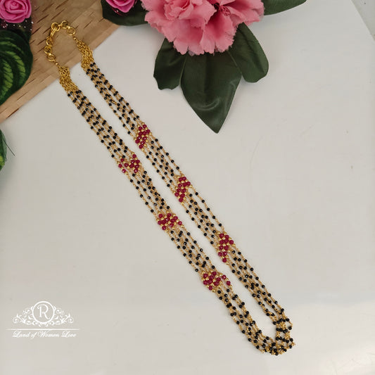 92.5-SILVER RUBY BLACK BEADS CHAIN-RCNJ053