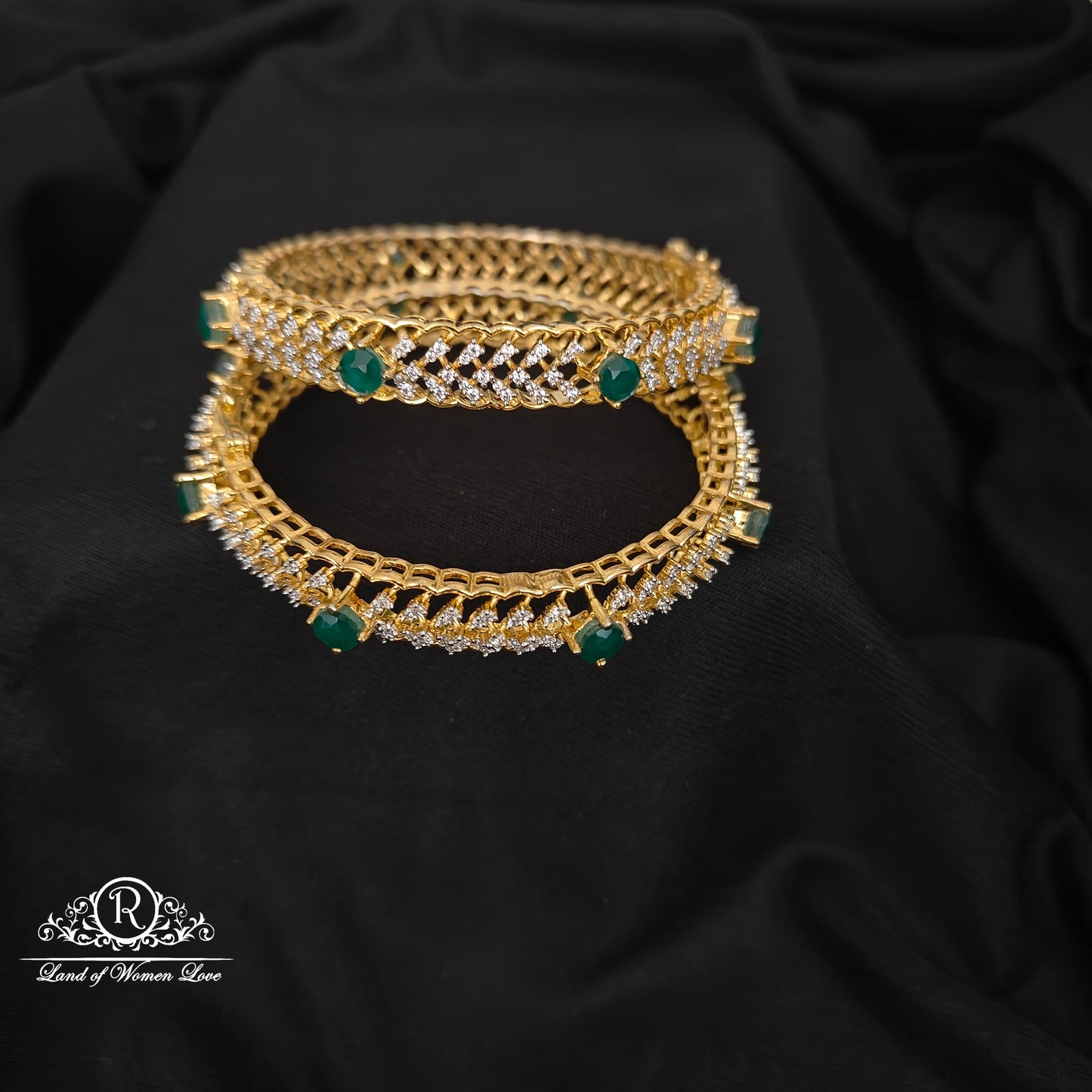 92.5 silver simple and Cute diamond finishing bangles-RCDS0461-1