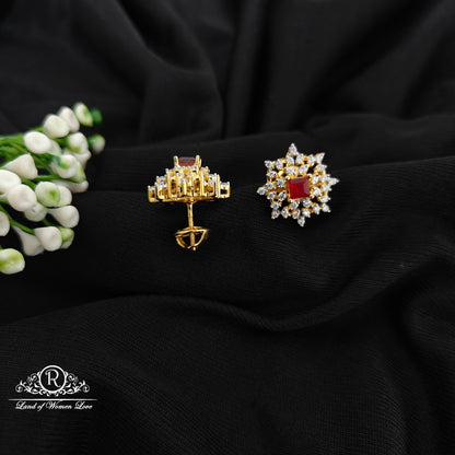 92.5 ruby Silver diamond finishing earrings -RCM1602