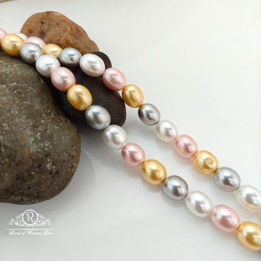 Multi colour oval shape pearls -RCJM247