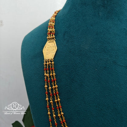 92.5 Silver with gold polish coral beads chandraharam -RCK333