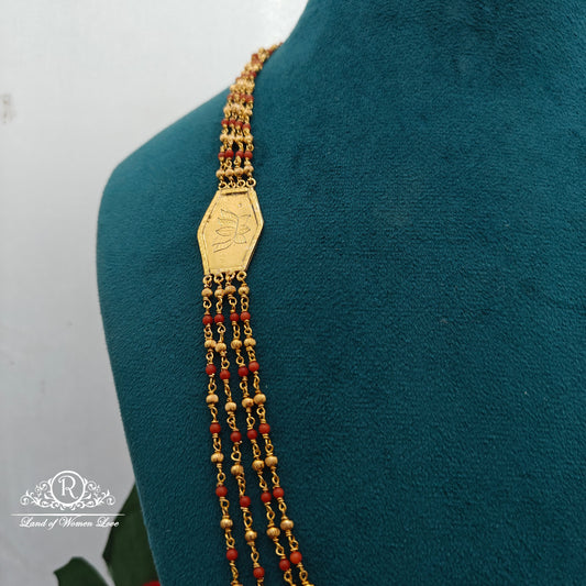 92.5 Silver with gold polish coral beads chandraharam -RCK333