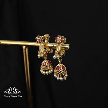 92.5 silver makara kundan earrings -RCBH061