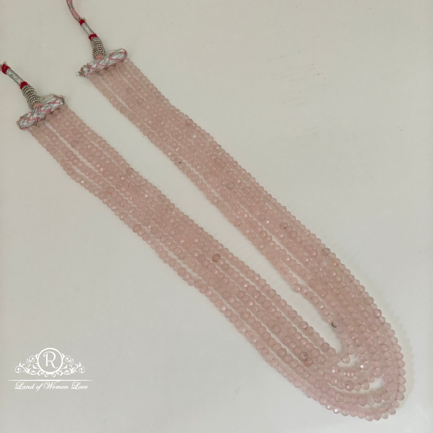 Pink colour cutting beads mala-RCMR54