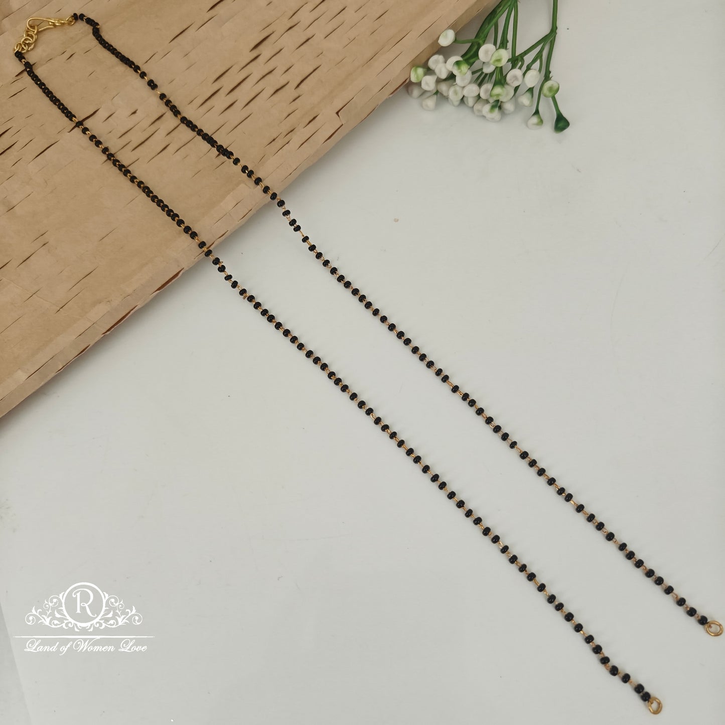 92.5 silver simple and Cute black beads 24"-RCVH19