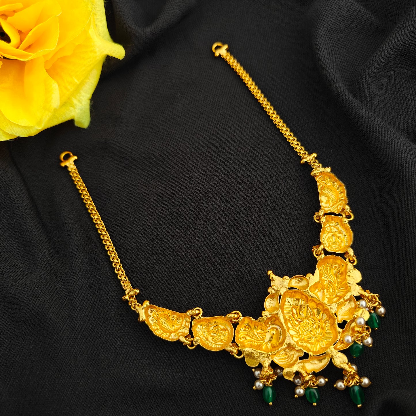 92.5 Silver  lakshmi devi Necklace design-RCV349