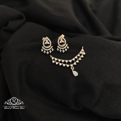 92.5 Silver diamond finishing locket with earrings -RCSB034