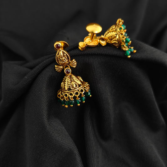 92.5 Silver With Gold Polish  Lakshmi Devi Jumkas -RCV412
