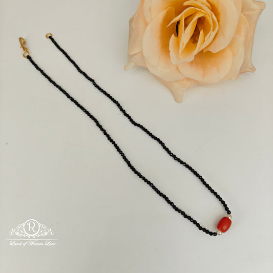 92.5 Silver Black beads chain-RCH1209