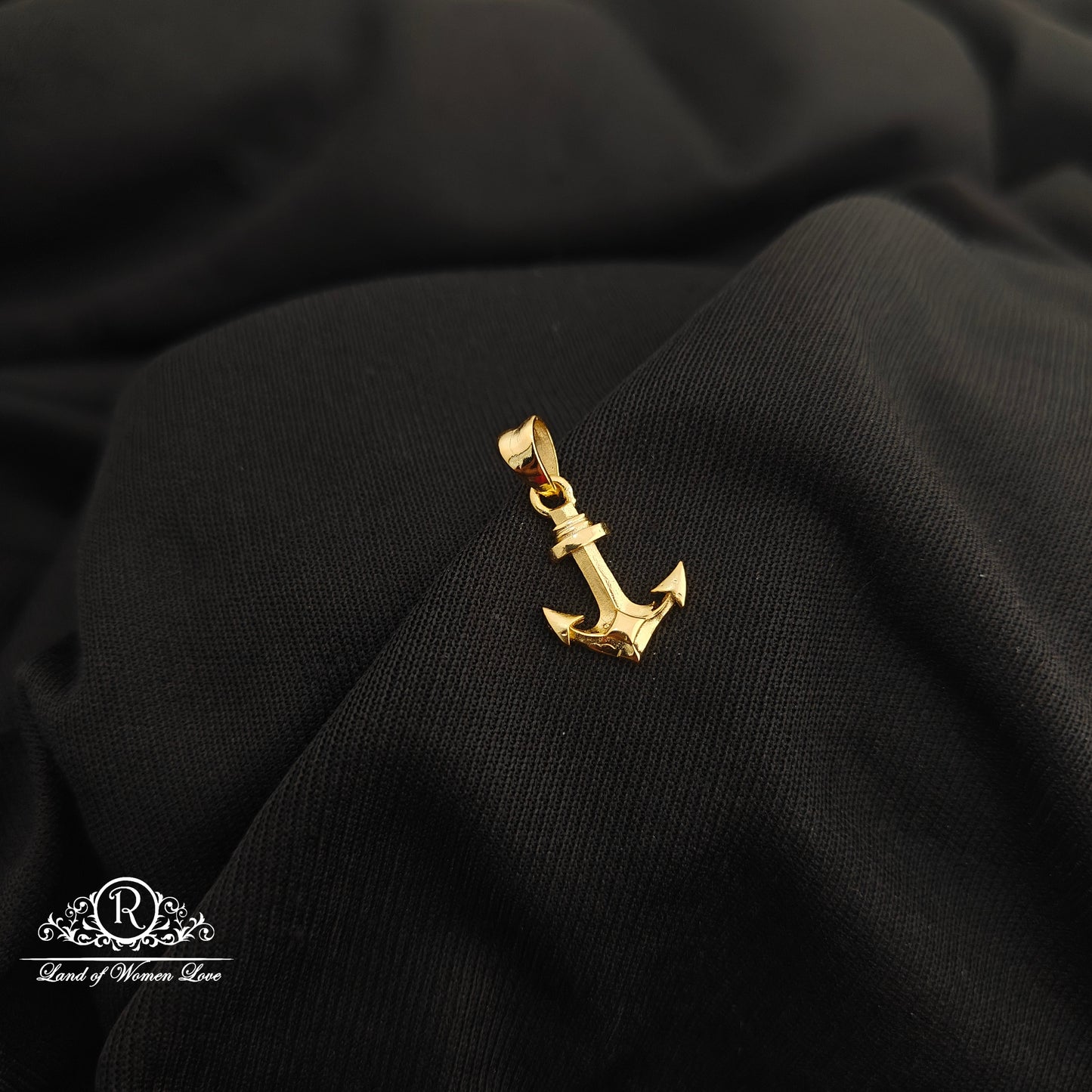 92.5 Silver Anchor design with gold polish locket-RCR275