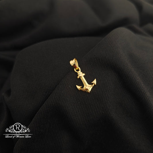 92.5 Silver Anchor design with gold polish locket-RCR275