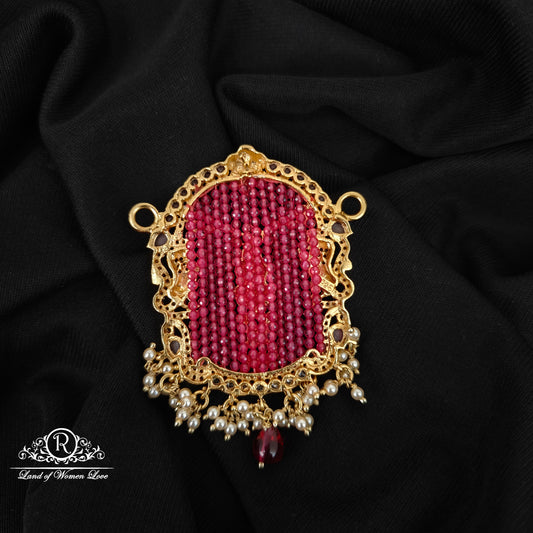 92.5  SILVER LAKSHMI DEVI RUBY STONE MALA LOCKET -RCM1385-1