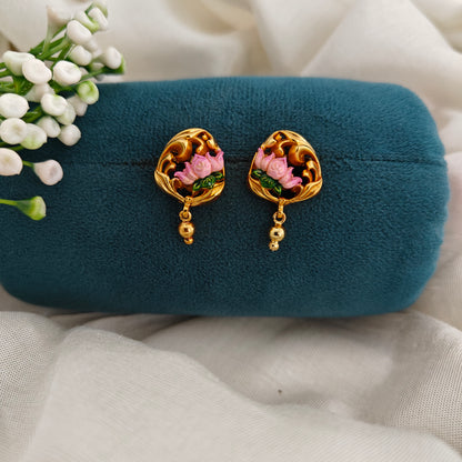 92.5 Ultra premium lotus flower design earrings-RCR169