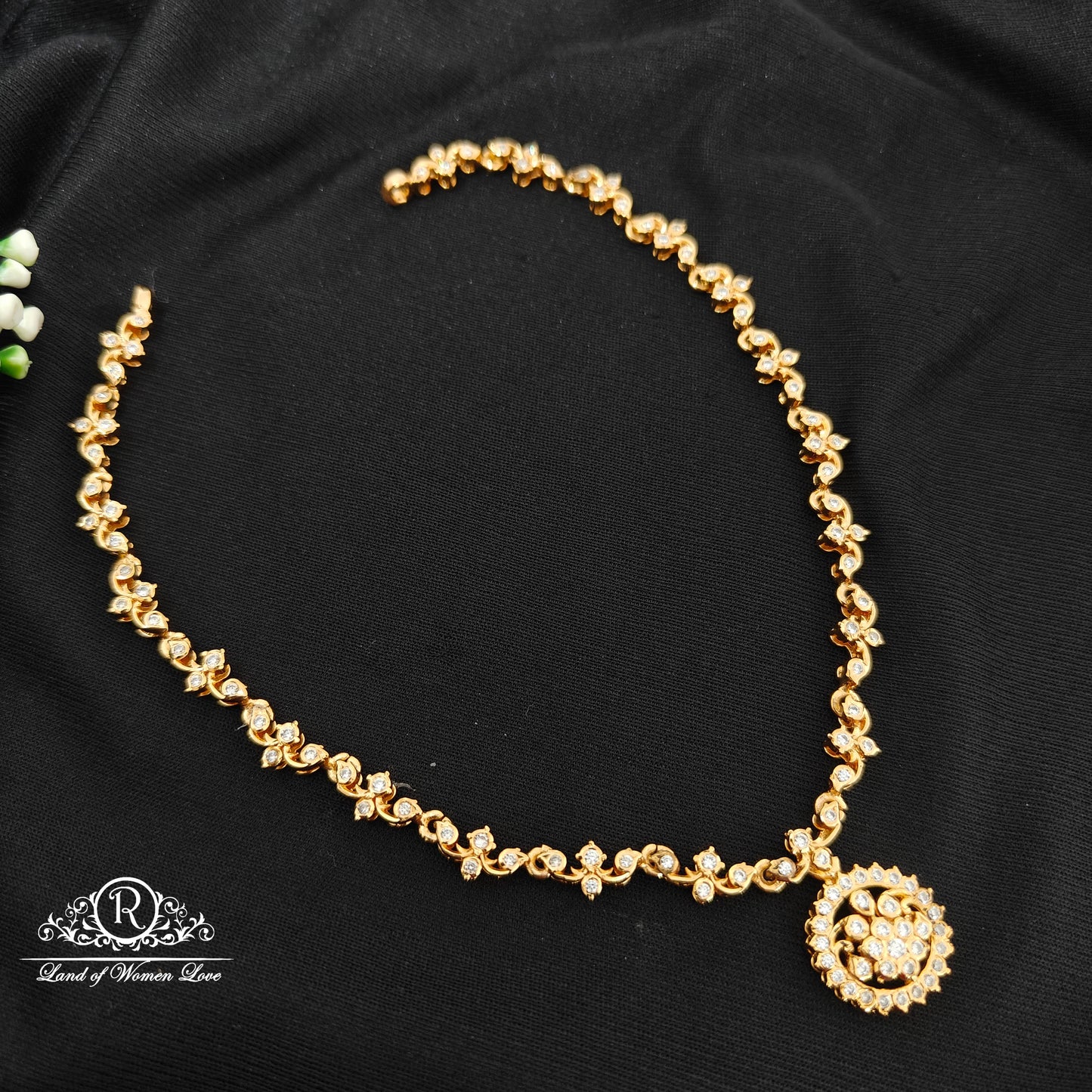 92.5 Silver white stones necklace-RCM1598