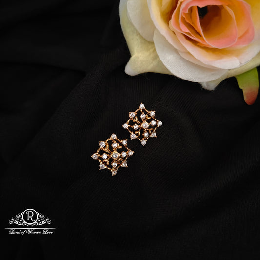 92.5 silver rose gold polish earrings with cz stones -RCP244