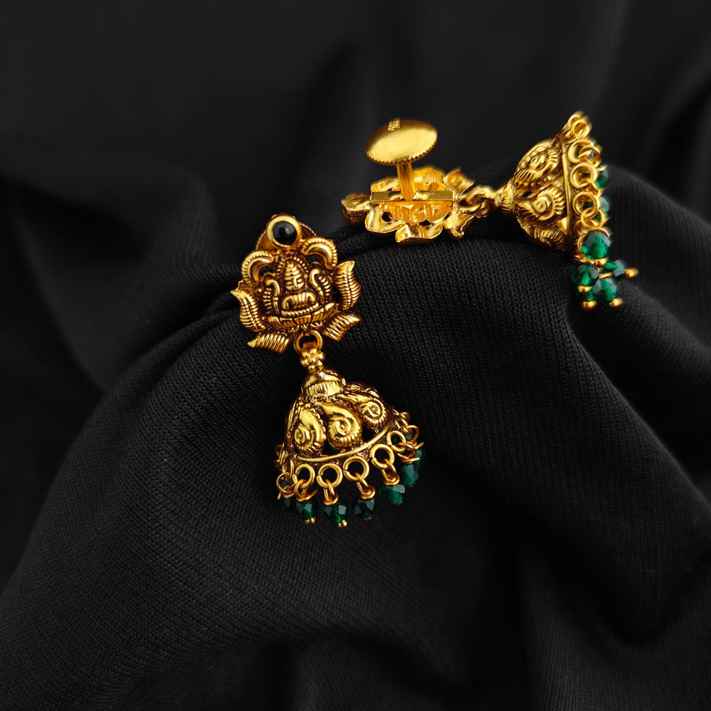 92.5 Silver With Gold Polish  Lakshmi Devi Jumkas -RCV411