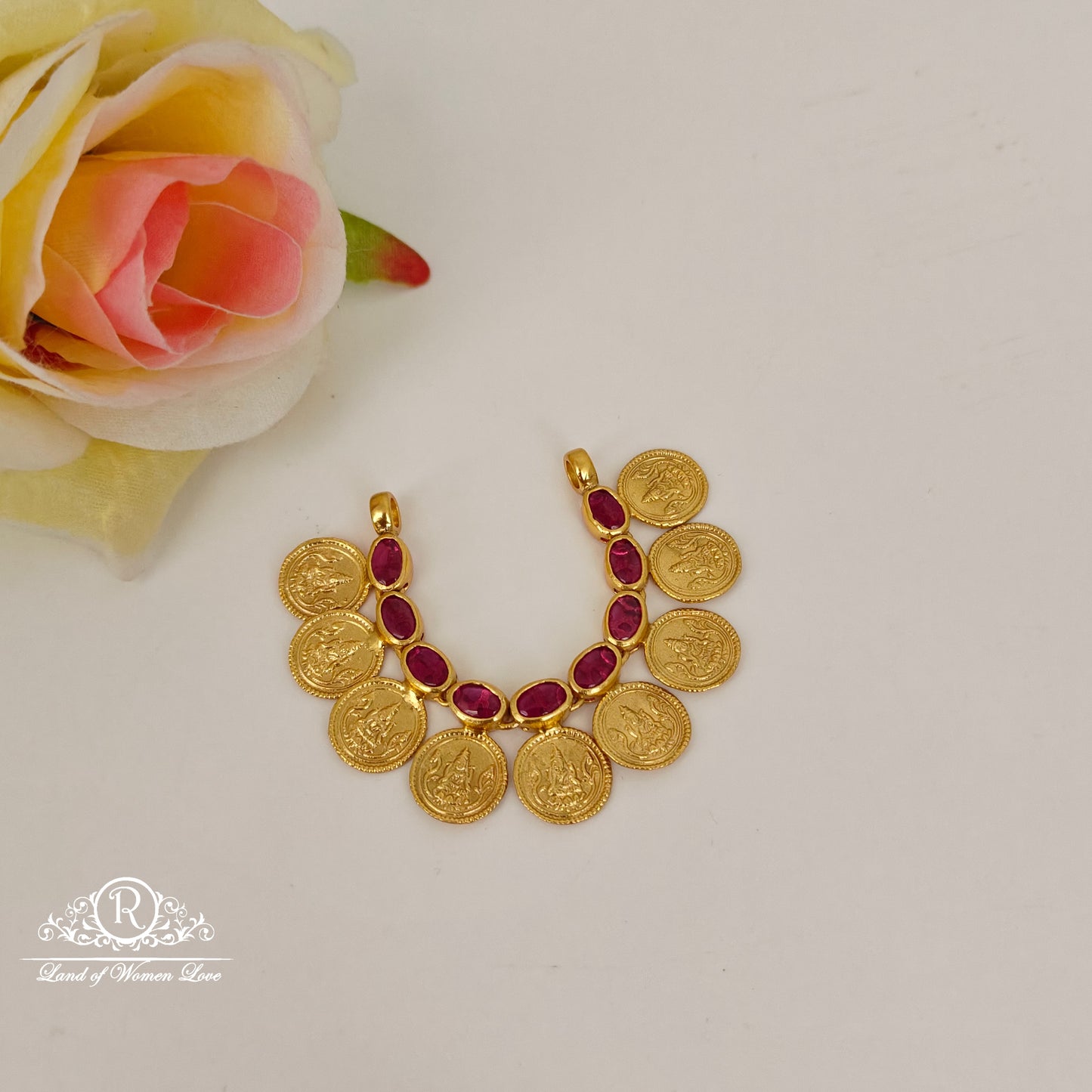 92.5 silver Lakshmi Devi design kasu mala locket-RCP226