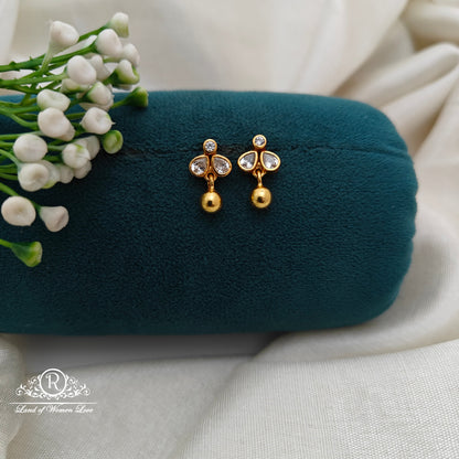 92.5 Silver Small White Stone  Earrings-RCR047