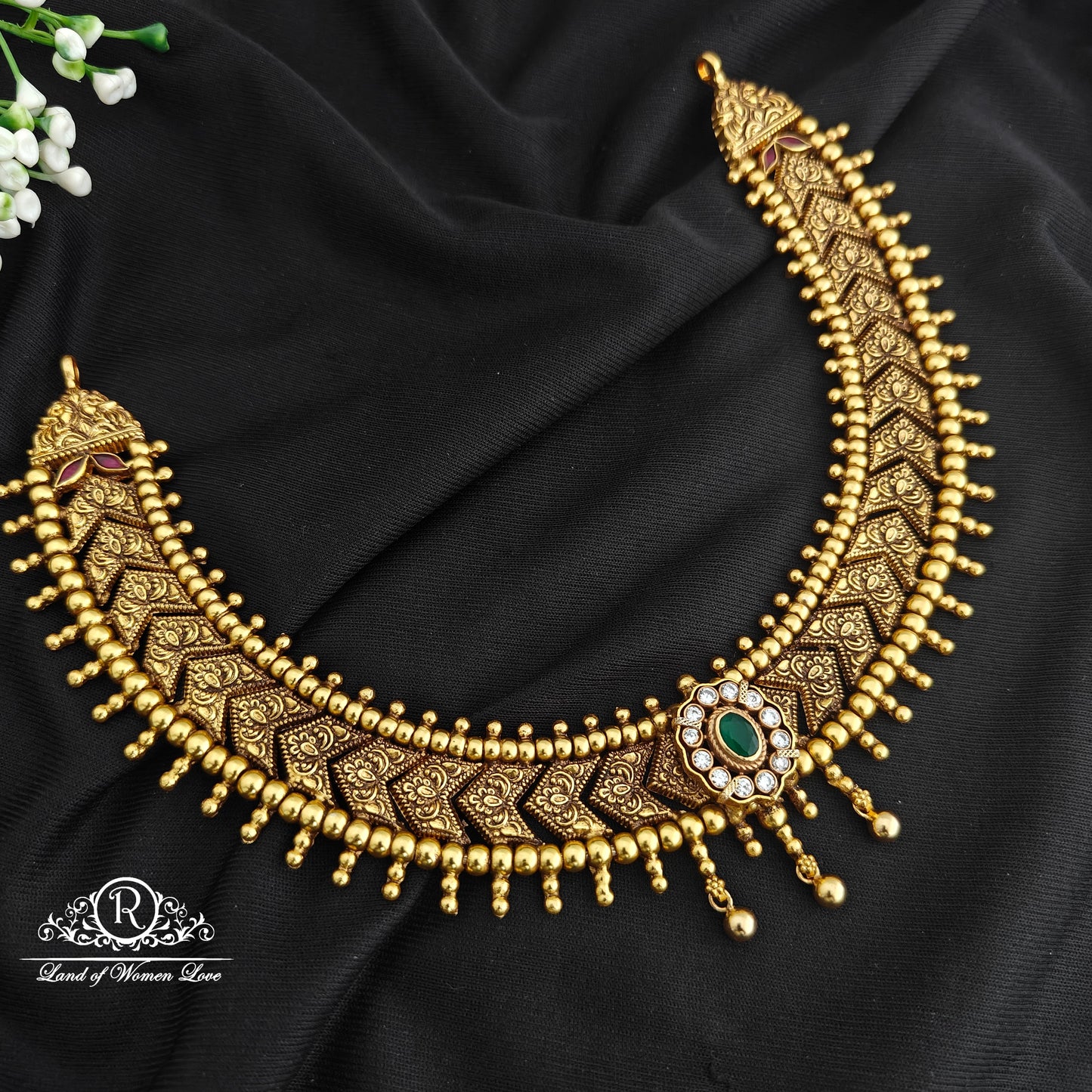 92.5 Silver Flower Desgin Necklace-RCR091