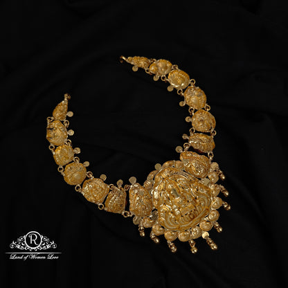 92.5-SILVER LAKSHMI DEVI WITH PEACOCK DESGIN NECKLACE-RCZ955