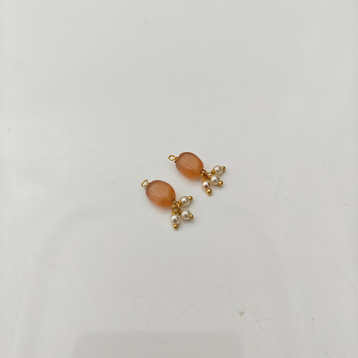 92.5 Silver with gold polish  beads hanging earrings RCH1367-5
