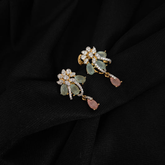 Silver CZ- stone earrings -RCDS428