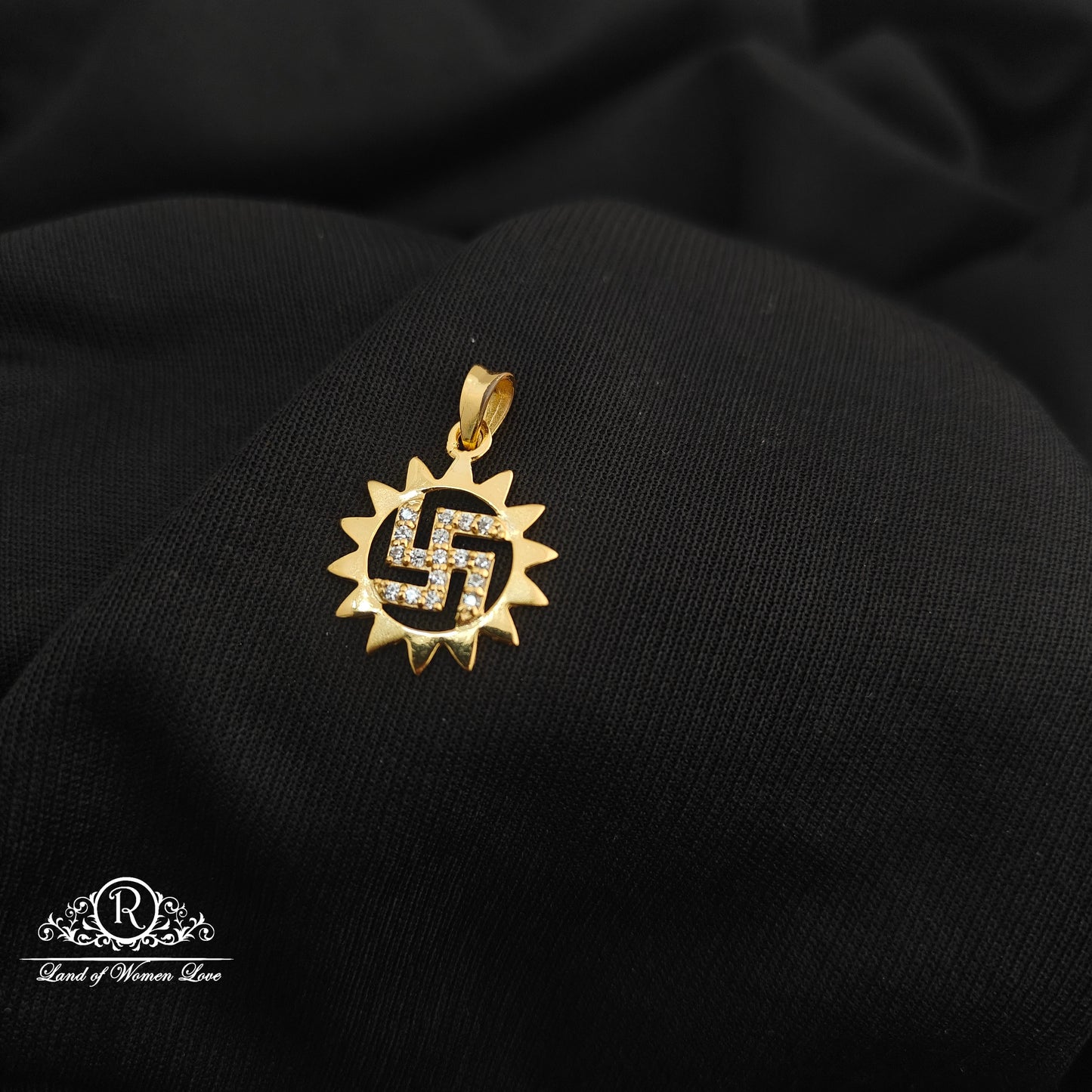 92.5 Silver swastik design with gold polish locket-RCR263