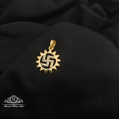 92.5 Silver swastik design with gold polish locket-RCR263