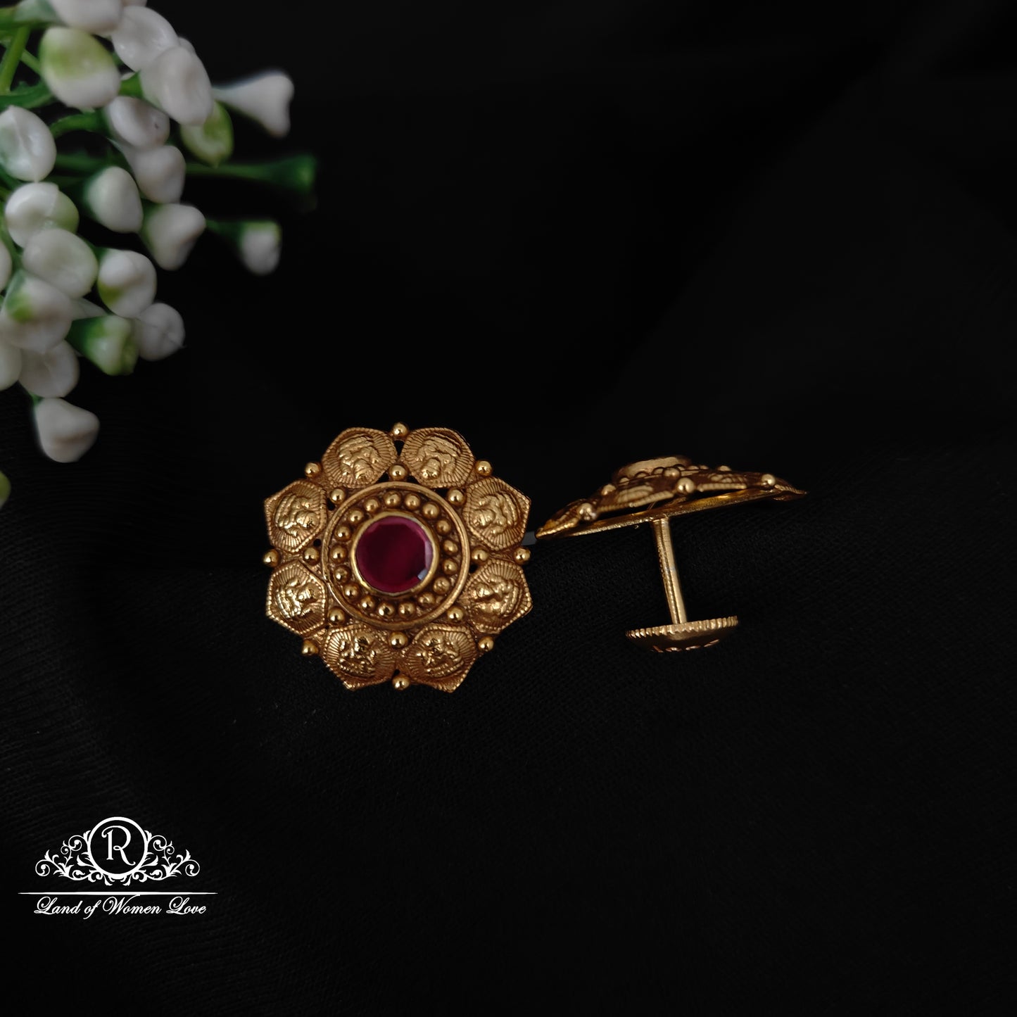 92.5 SILVER KASU MODEL EARRINGS-RCM1394