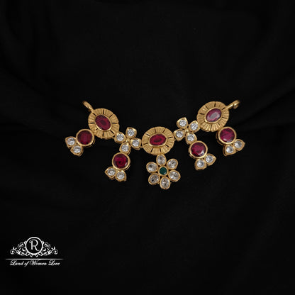 92.5 silver ruby mala locket with CZ stones-RCH1021