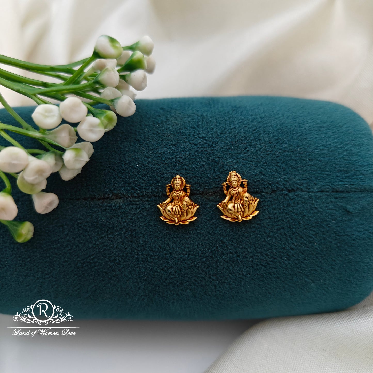 92.5 Silver Small Lakshmi Devi Earrings-RCR064