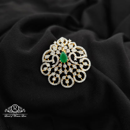 92.5 Silver diamond finishing flower design pendent -RCR192