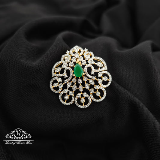 92.5 Silver diamond finishing flower design pendent -RCR192