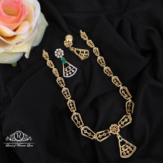 92.5 Silver Diamond Finishing Necklace With Earrings set--RCMB032