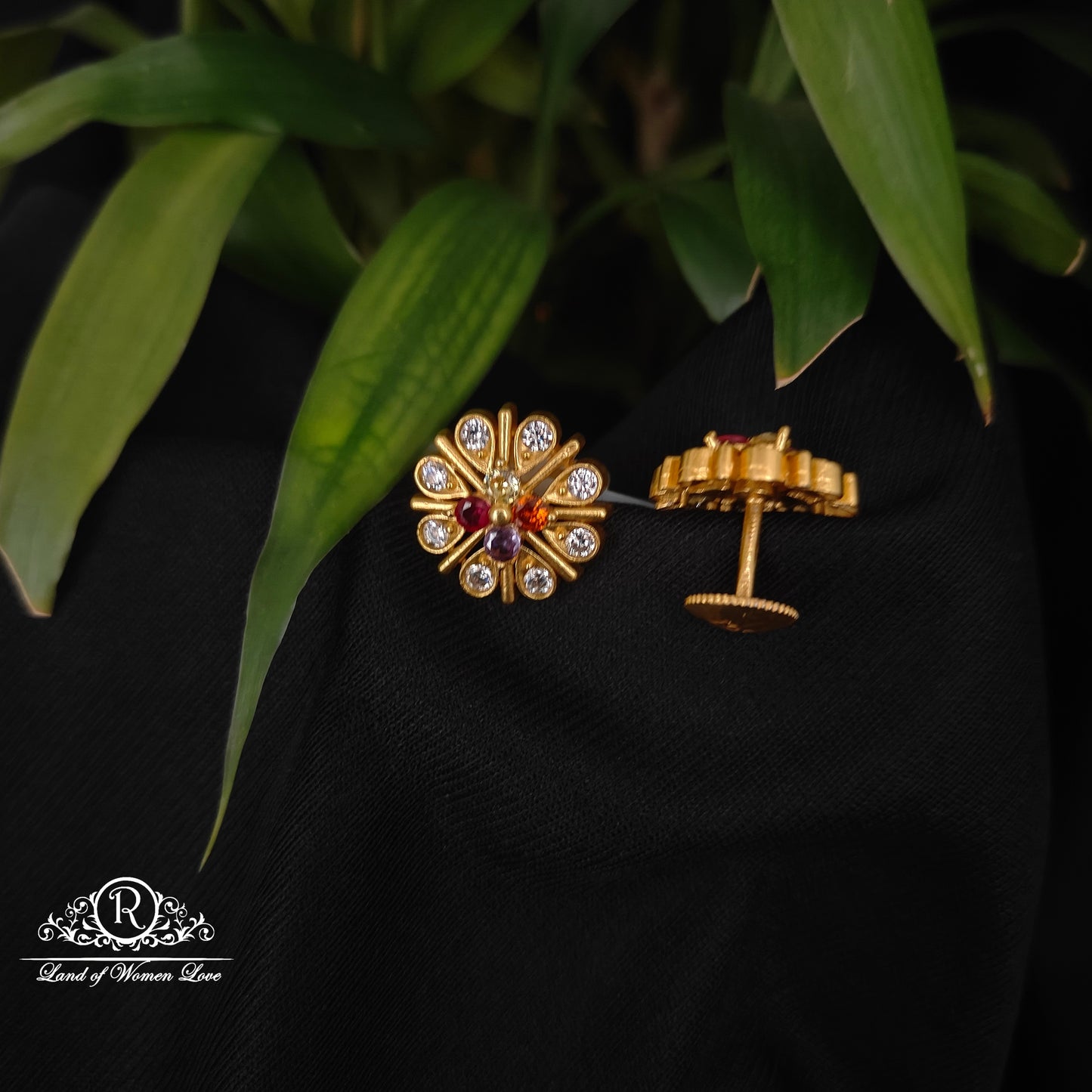 92.5 silver multi colour  stone earrings -RCDS0620